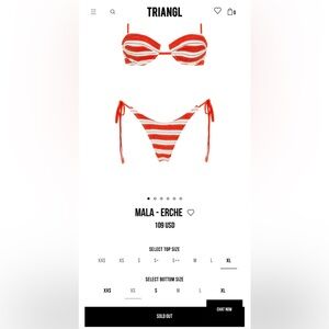 Super Cute Triangle Swim Suit - Top XS Bottom S - sold out online